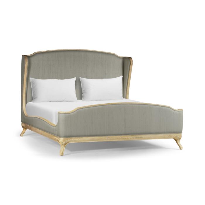 Jonathan Charles Super King Bed Frame Louis XV in Limed Tulip Wood - Dove Silk 1