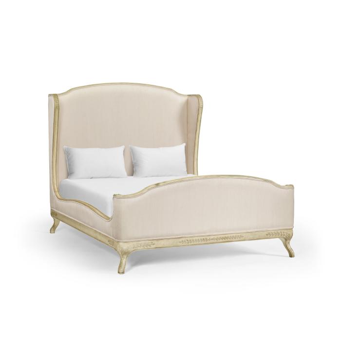 Jonathan Charles King Bed Frame Louis XV in Country Sage - Chalk Silk 1