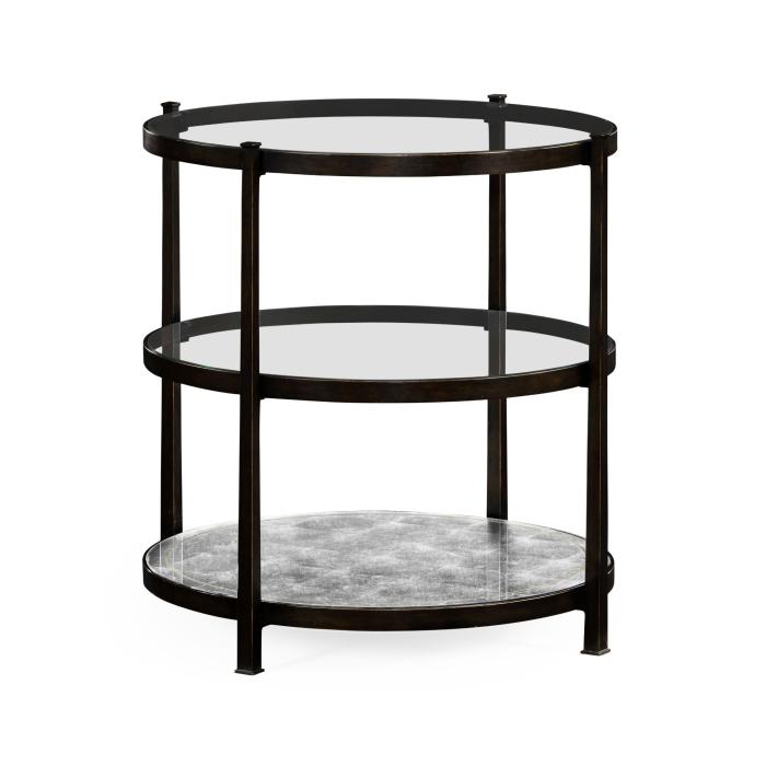 Jonathan Charles Round Side Table Contemporary Three-Tier - Bronze 1