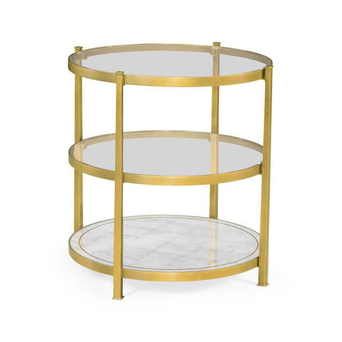 Jonathan Charles Round Side Table Contemporary Three-Tier - Gilded 4