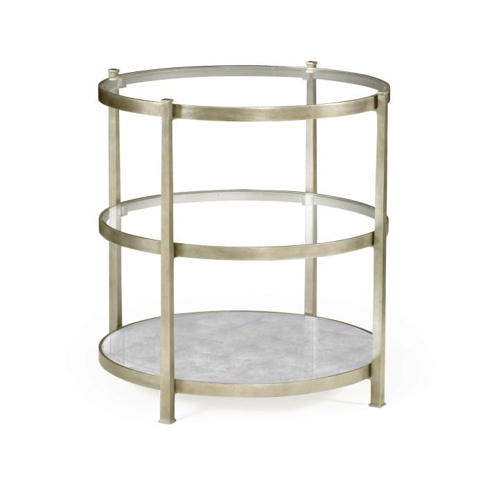 Jonathan Charles Round Side Table Contemporary Three-Tier - Silver 1