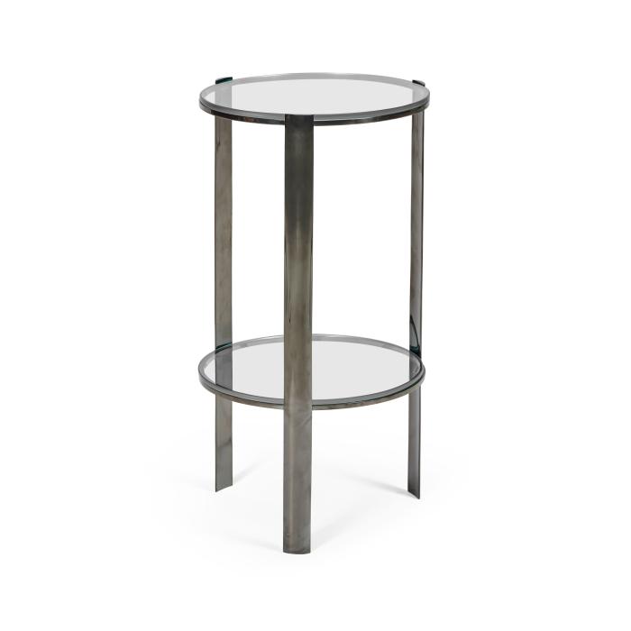 Jonathan Charles Black Nickel Side Table with Glass Top 7