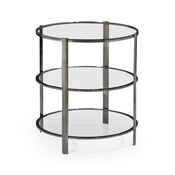 Jonathan Charles Black Nickel 3 Tier End Table with Glass Top 3