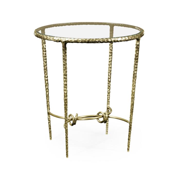 Jonathan Charles Round Side Table Hammered - Brass 3