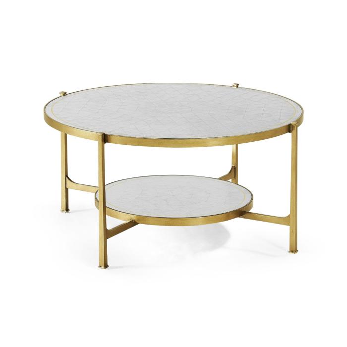 Jonathan Charles Round Coffee Table Contemporary - Gilded Iron 1