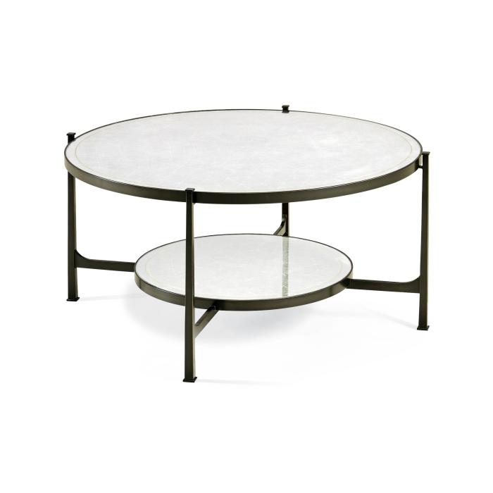 Jonathan Charles Round Coffee Table Contemporary - Antique Bronze 4