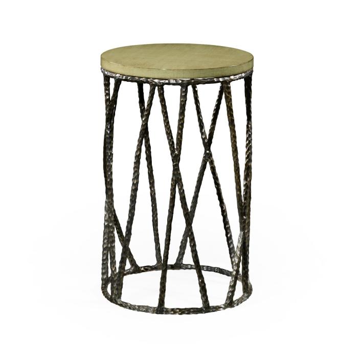 Jonathan Charles Wine Table Hammered with Celadon Top - Black 3