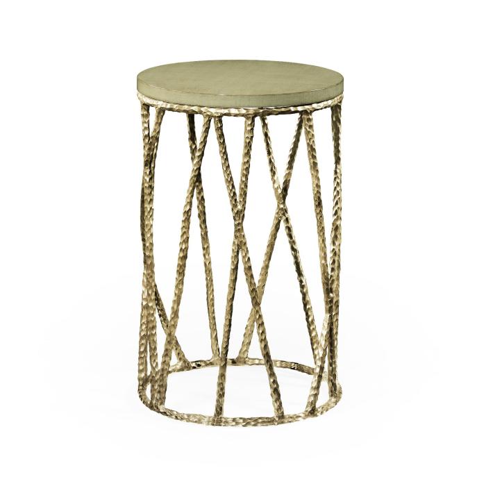 Jonathan Charles Wine Table Hammered with Celadon Top - Brass 3