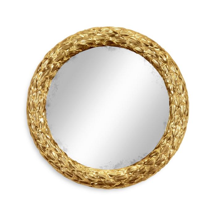 Jonathan Charles Small Round Mirror Water Gilded - Gold 2