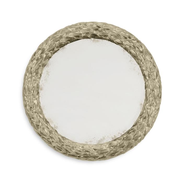 Jonathan Charles Small Round Mirror Water Gilded - Silver 2