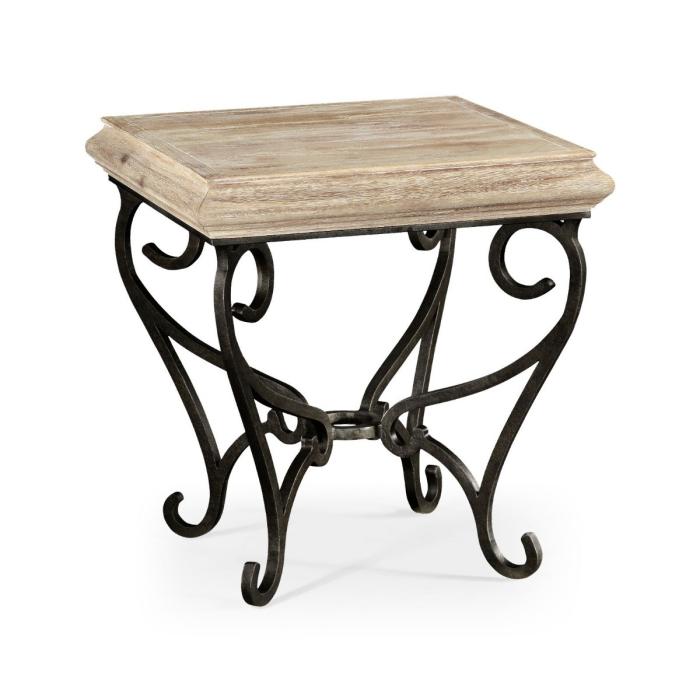 Jonathan Charles Square Side Table Wrought Iron - Limed 1