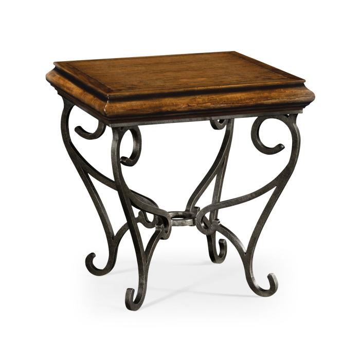 Jonathan Charles Square Side Table Wrought Iron - Walnut 1
