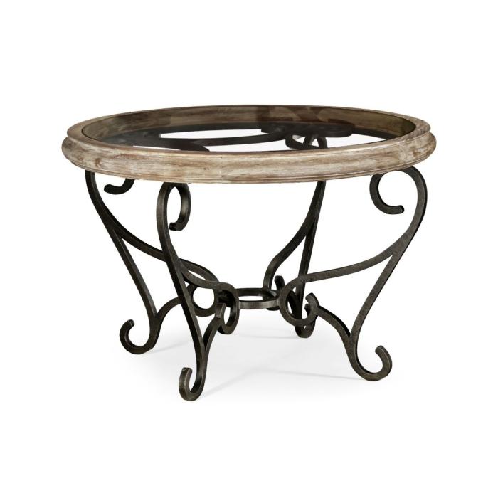 Jonathan Charles Centre Table with Wrought Iron Base - Limed 1