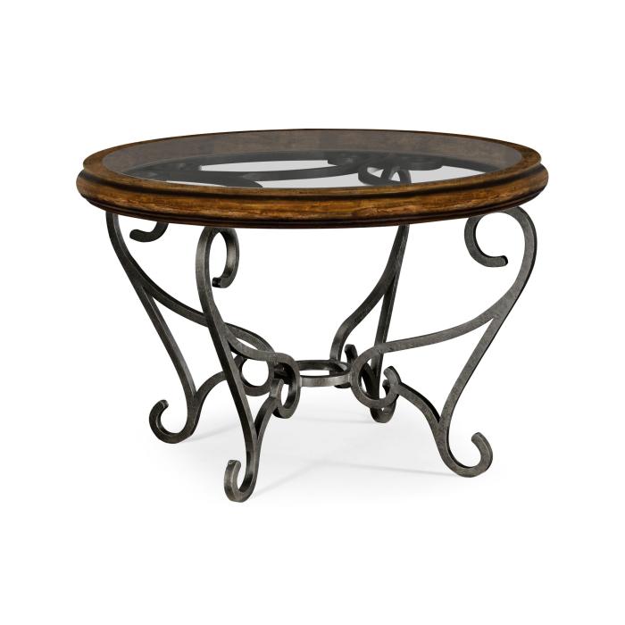 Jonathan Charles Centre Table with Wrought Iron Base - Walnut 1