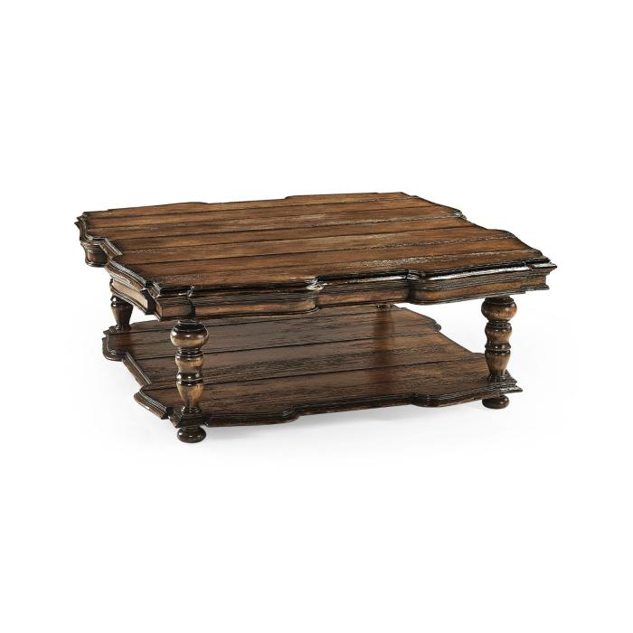Jonathan Charles Square Coffee Table Eclectic in Rustic Walnut 7