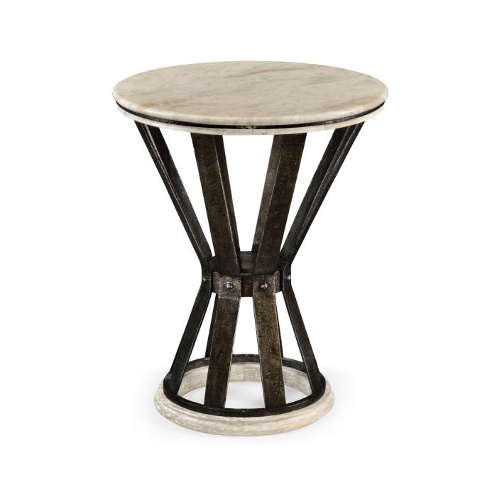 Jonathan Charles Side Table Wrought Iron with Marble Top - Light 3