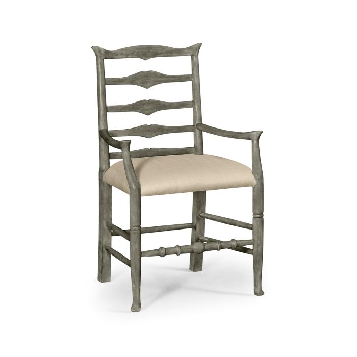 Jonathan Charles Dining Chair with Arms Rustic Ladder Back in Mazo - Antique Dark Grey 1