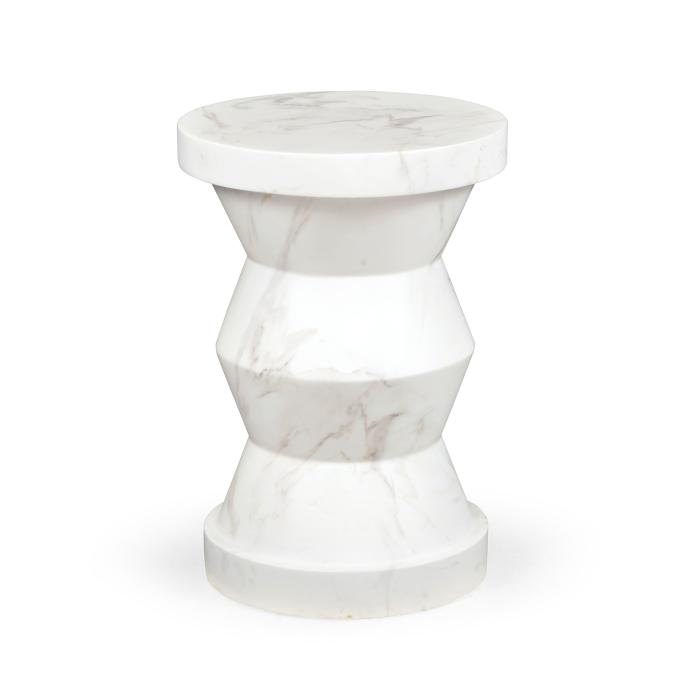 Jonathan Charles Charles Outdoor Round Geometric Wine Table in Faux White Marble 4