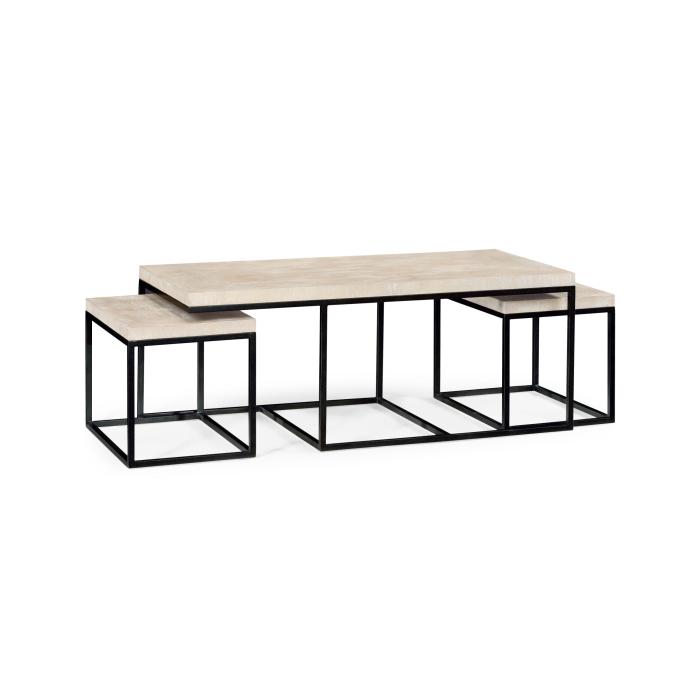 Jonathan Charles Nesting Coffee Table Wrought Iron in Limed Acacia 5