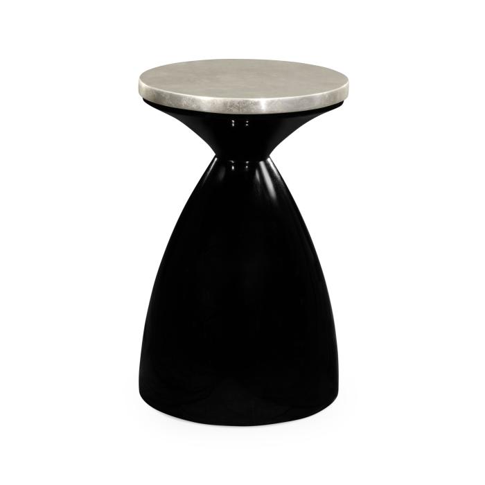Jonathan Charles Round Wine Table with Smoky Black Base - Silver Espresso 3