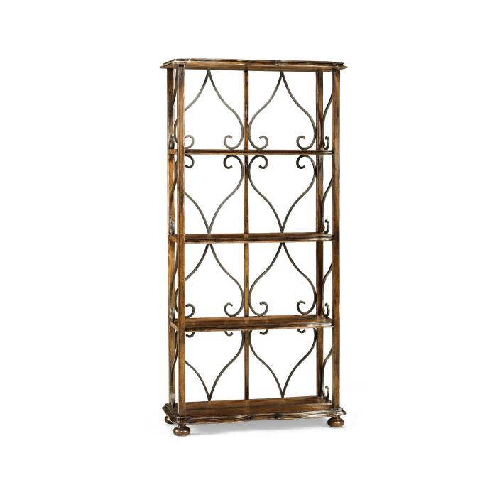 Jonathan Charles Etagere Wrought Iron in Rustic Walnut 8