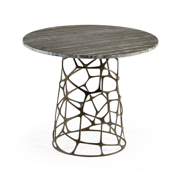 Jonathan Charles Round Geometic Brass Coffee Table with a Grey Marble Top 4