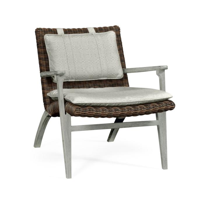 Jonathan Charles Hampton Cloudy Grey & Rattan Outdoor Lounge Chair 1