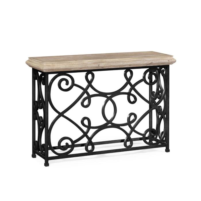 Jonathan Charles Small Console Table Wrought Iron - Limed 1