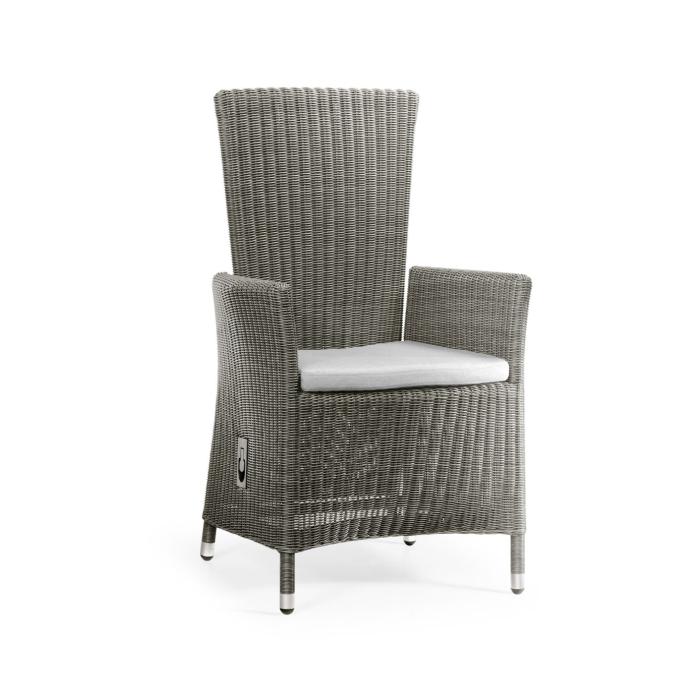 Jonathan Charles Grey Wicker Rattan Dining Chair with Reclining Back 7