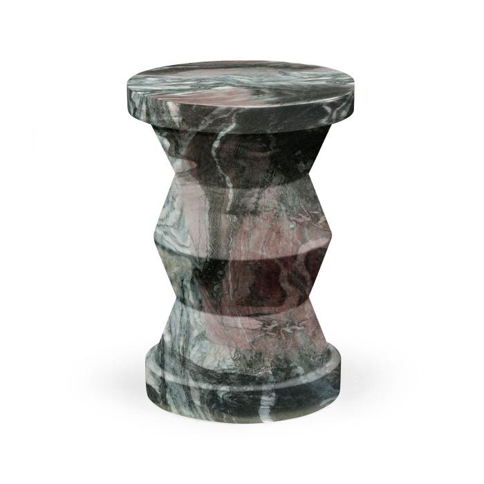 Jonathan Charles Charles Outdoor Round Geometric Wine Table in Faux Black Marble 1