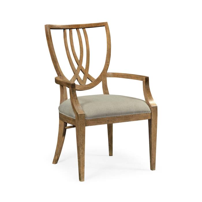Jonathan Charles Dining Chair with Arms English Shield Back in COM 1