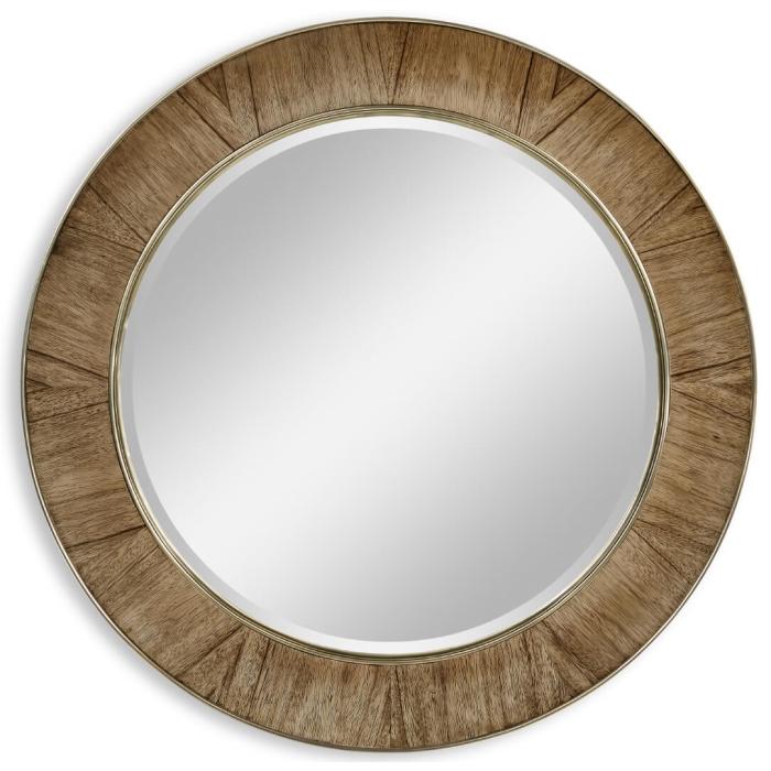 Jonathan Charles Golden Amber & Brass Round Wall Mirror - Small 1