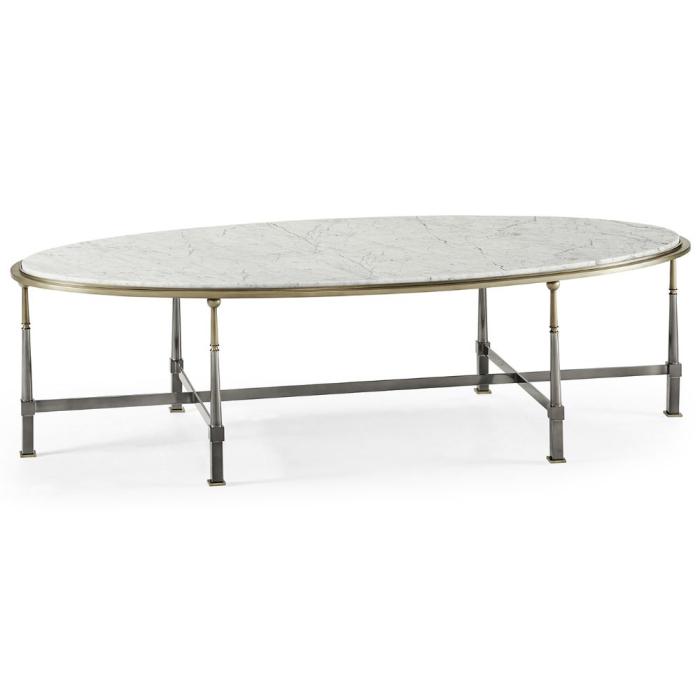 Jonathan Charles Oval Coffee Table with Calacatta Marble 1