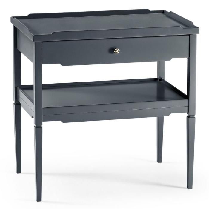 Jonathan Charles Lacquered Navy Side Table with Drawer 1