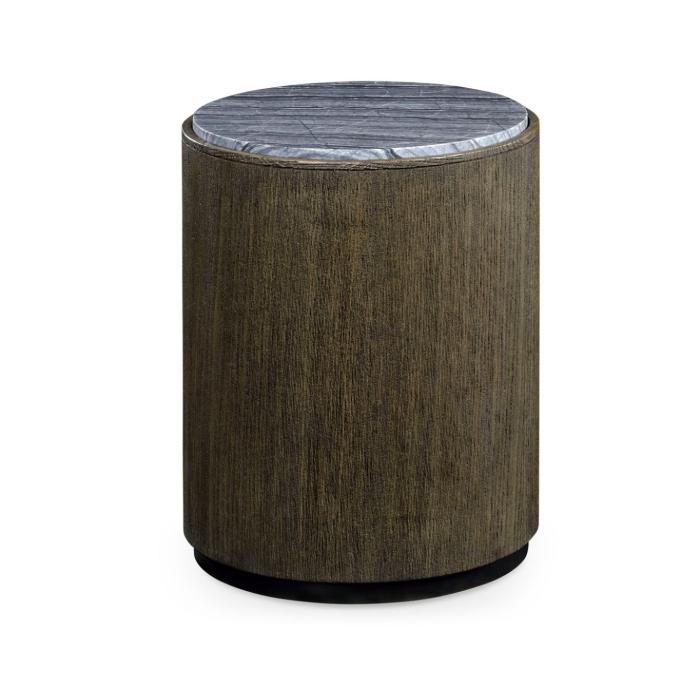 Jonathan Charles Round Oak End Table with a Grey Marble Top 1