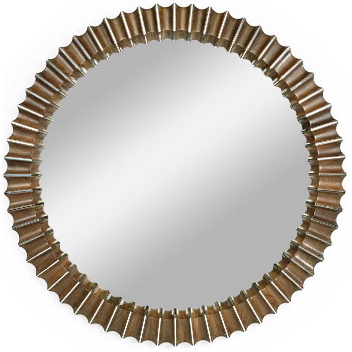 Jonathan Charles Reeded Grey Walnut Round Wall Mirror - Small 1