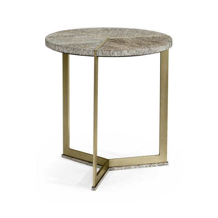 Jonathan Charles Geometric Round Oak & Brass End Table 1
