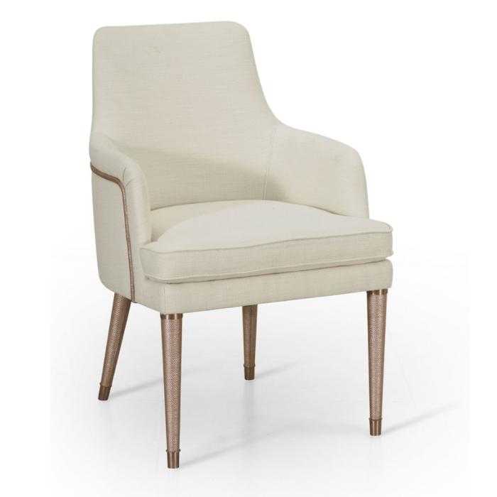Jonathan Charles Shoal Linen Upholstered Dining Chair with Arms 1