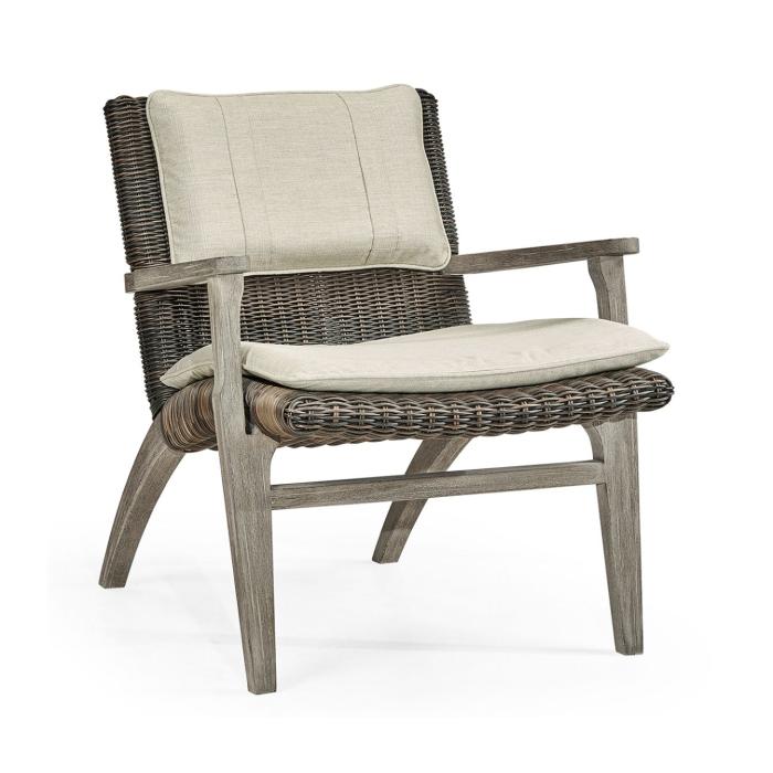 Jonathan Charles Hampton Grey & Rattan Outdoor Lounge Chair 1
