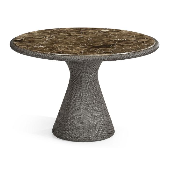 Jonathan Charles Round Dark Grey Rattan Dining Table with a Dark Marble Top 1