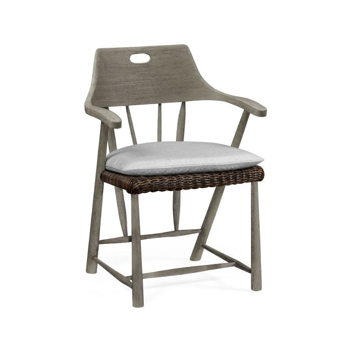 Jonathan Charles Smokers Style Grey Outdoor Dining Chair in COM 1