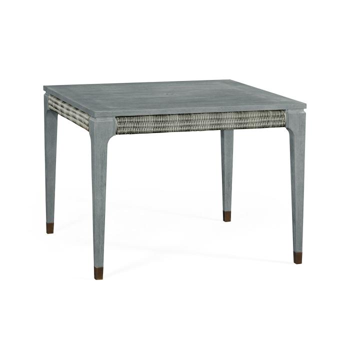 Jonathan Charles Square Cloudy Grey & Rattan Dining Table 1
