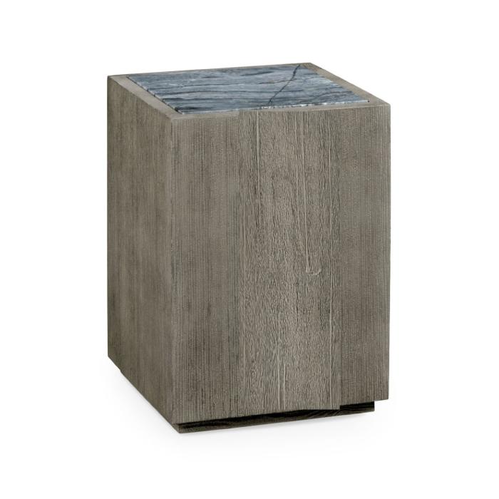 Jonathan Charles Square Grey End Table with a Light Marble Top 1