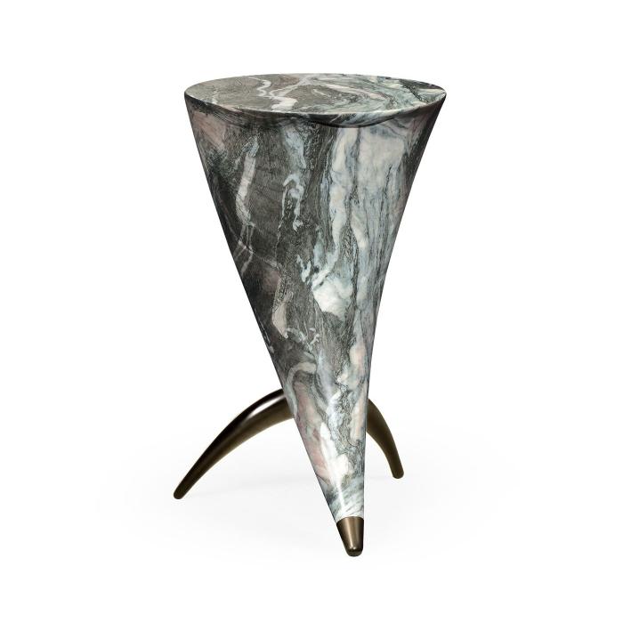 Jonathan Charles Charles Outdoor Horn Shaped End Table Faux Black Marble 1