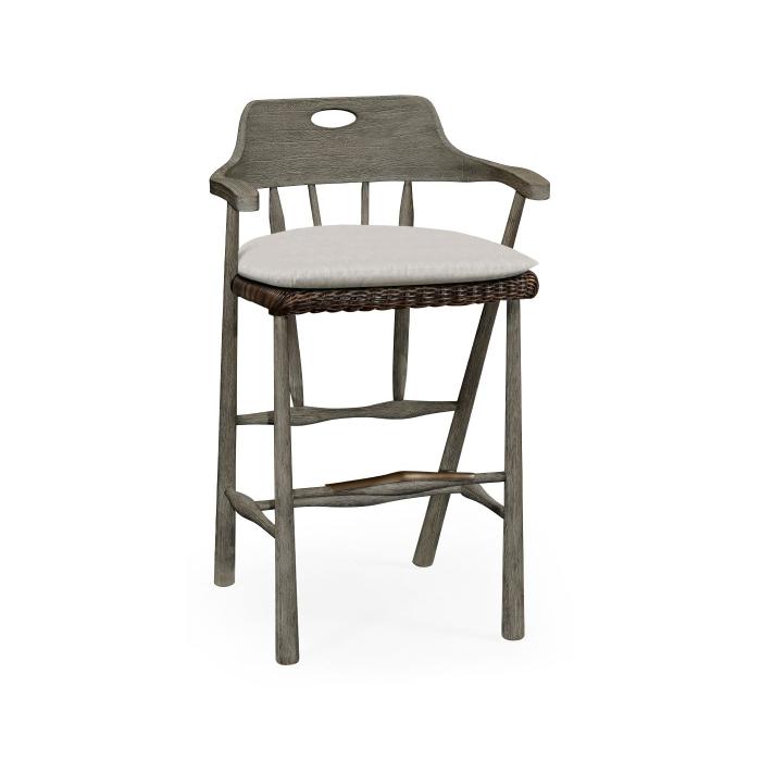 Jonathan Charles Smokers Style Grey Outdoor Bar Stool in COM 1