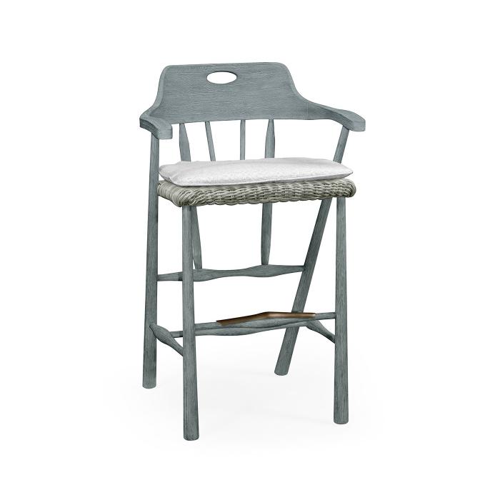 Jonathan Charles Smokers Style Cloudy Grey Outdoor Bar Stool in COM 1