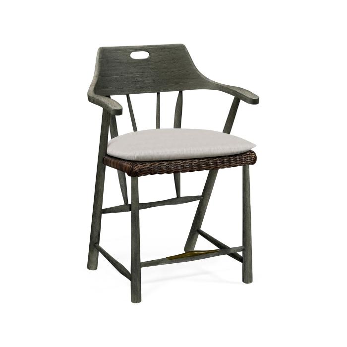 Jonathan Charles Smokers Style Grey Outdoor Counter Stool in COM 1
