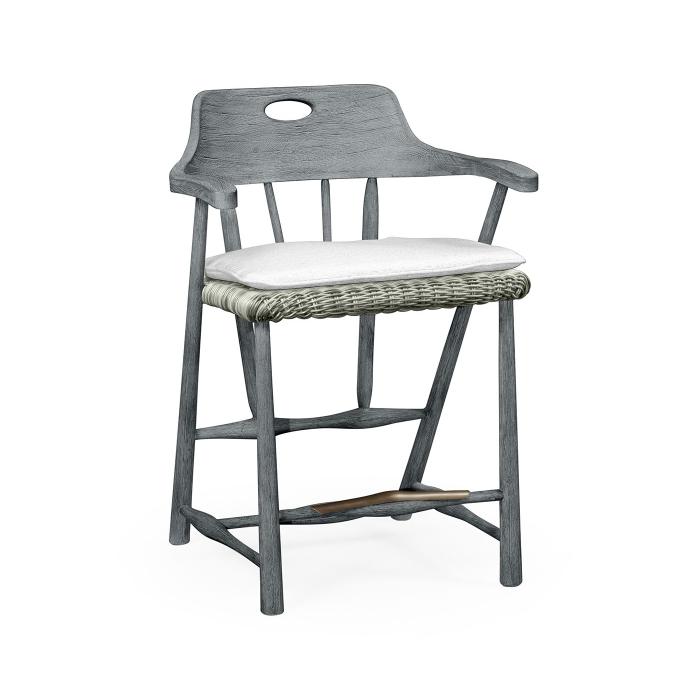 Jonathan Charles Smokers Style Cloudy Grey Outdoor Counter Stool in COM 1