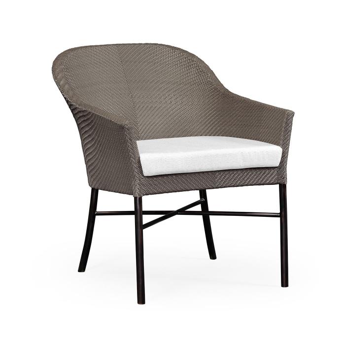 Jonathan Charles Rounded Back Mocha Steel & Dark Grey Rattan Dining Chair with Cushion 1
