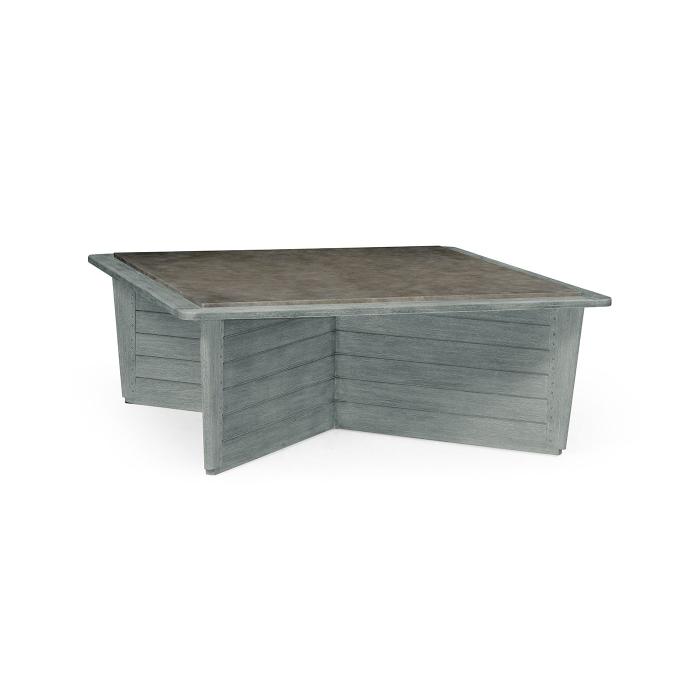 Jonathan Charles Square Cloudy Grey & Concrete Coffee Table with an X-Base 1